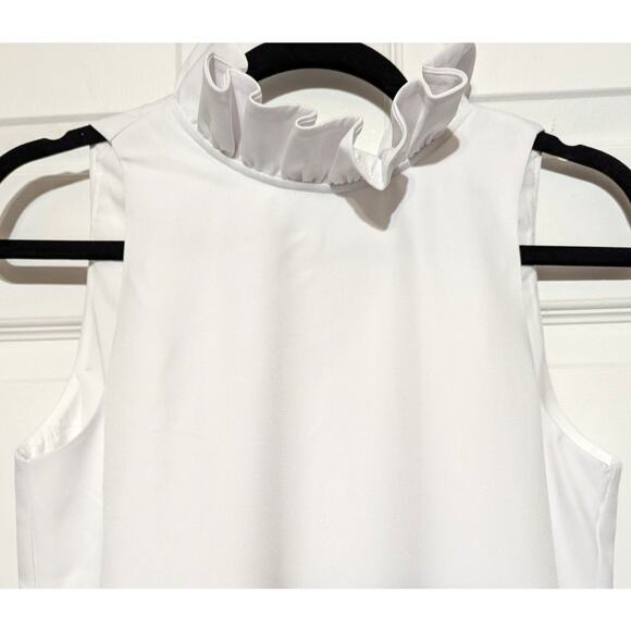 Tuckernuck White Blythe Dress Sleeveless Ruffle Collar Mini Dress Size Small (S) - Picture 9 of 13